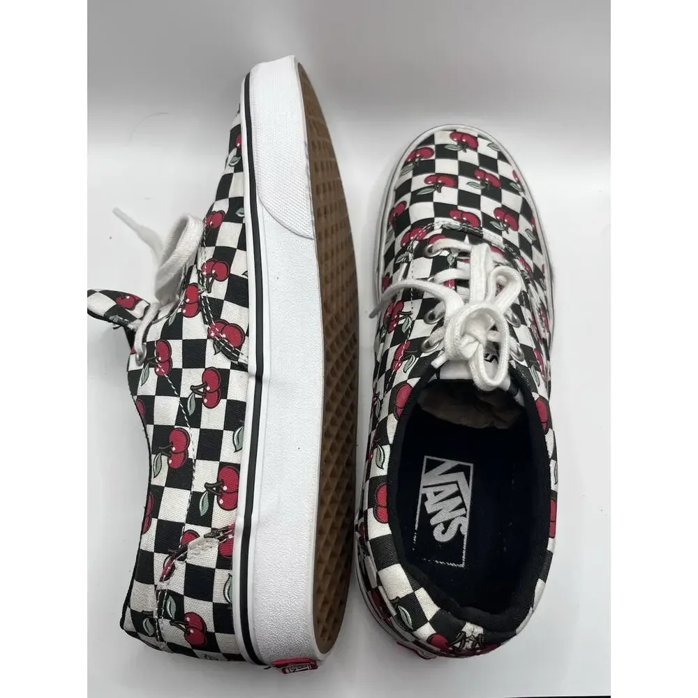 VANS Checkerboard Cherry Print Low Top Lace-Up Canvas Sneakers Women’s 9.5